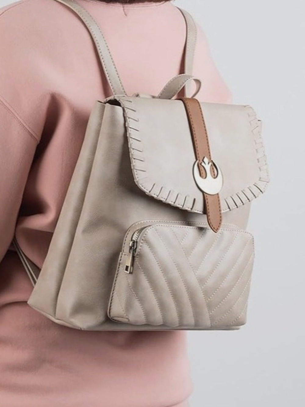 Bioworld Star Wars Episode 9 Rey Taupe Faux-Leather Crossbody Backpack